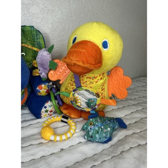 Eric Carle Teether Toy Lot Plush Duck Elephant Rattle Crinkle Baby Clip On 8” - Picture 3 of 5